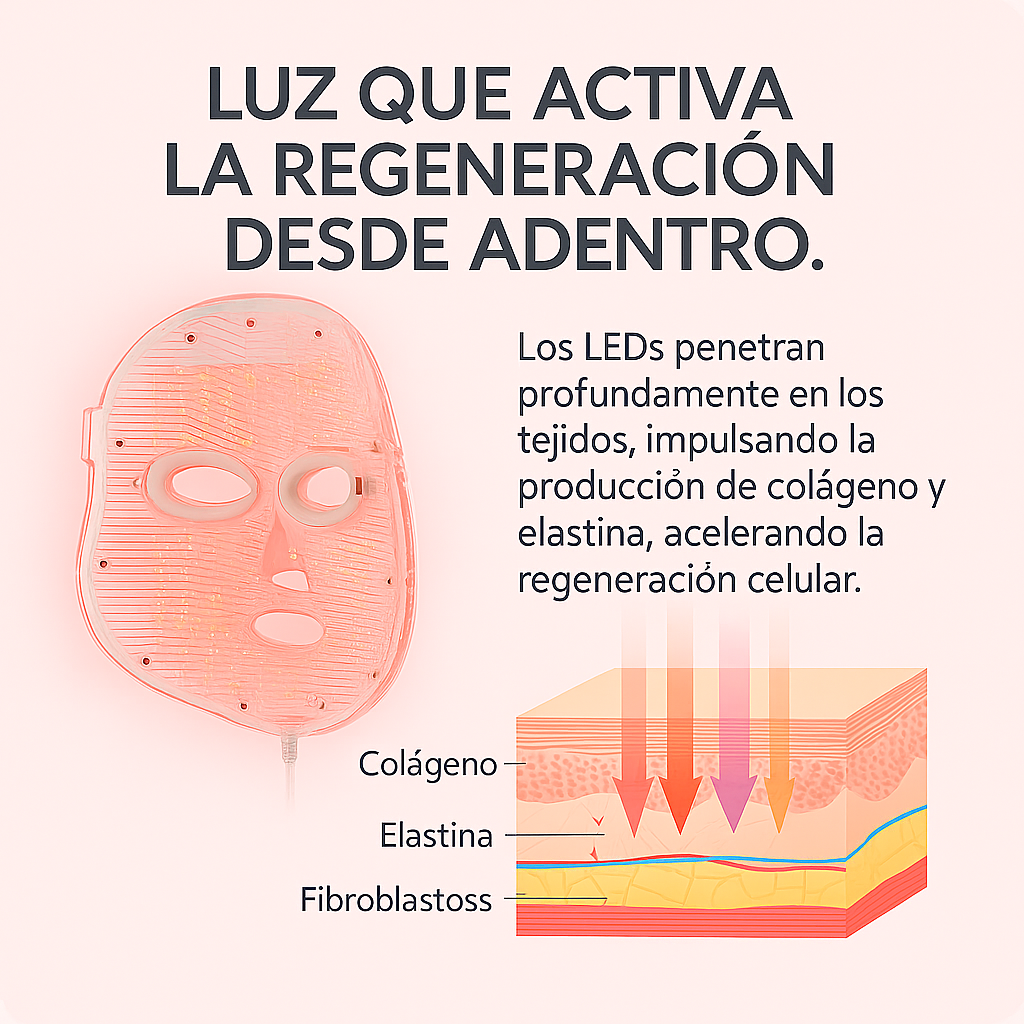 DermaLux® LED 7 en 1 | Rejuvenecimiento, Antiacné y Luminosidad Profesional en Casa