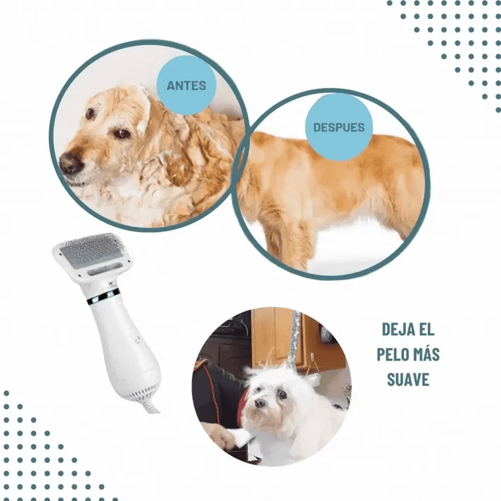 Secador-Cepillo para Mascotas 2 en 1 PetDry® | Cuidado y Secado Rápido