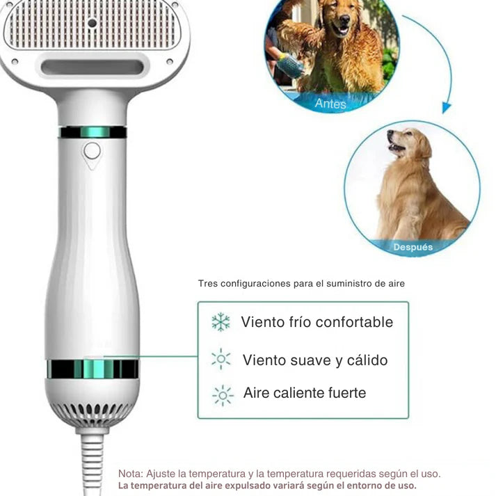 Secador-Cepillo para Mascotas 2 en 1 PetDry® | Cuidado y Secado Rápido