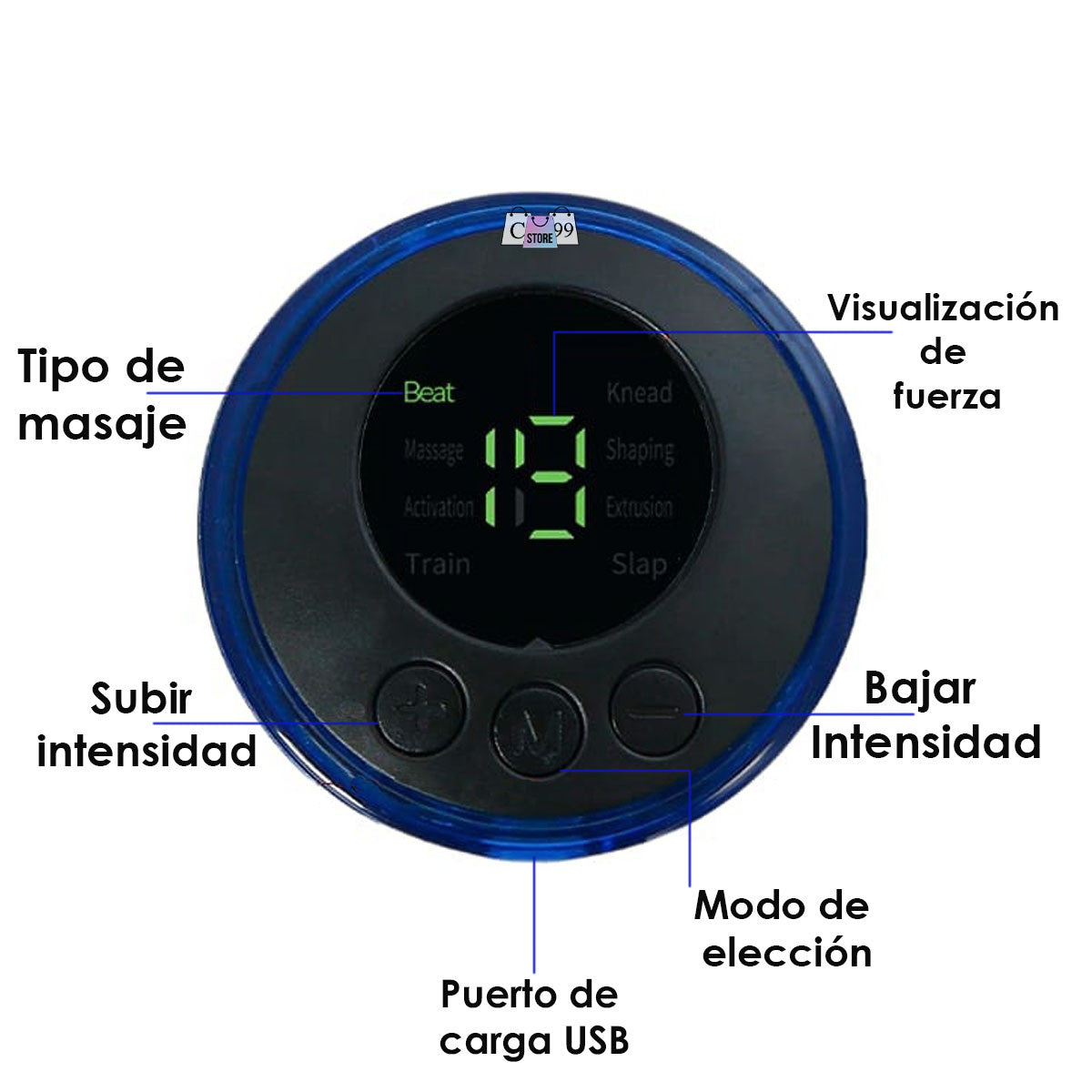 MINI MASAJEADOR CERVICAL ELÉCTRICO RECARGABLE USB + CONTROL