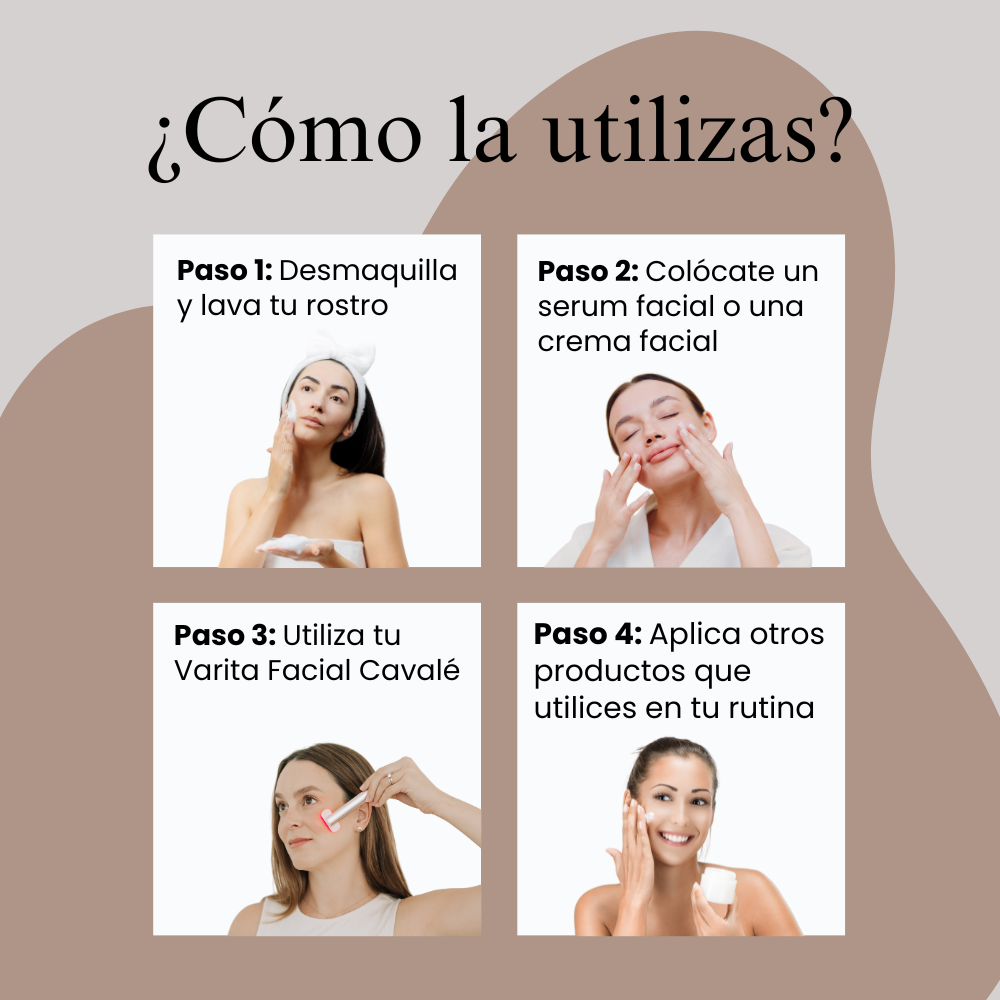 SkinGlow™ – Varita Facial con Luz Roja, Microcorriente, Calor y Masaje Vibratorio