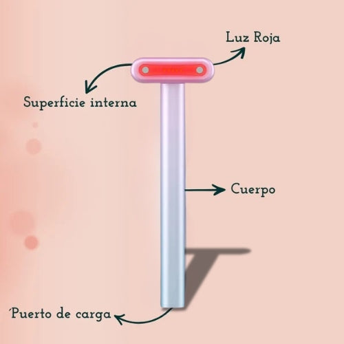 SkinGlow™ – Varita Facial con Luz Roja, Microcorriente, Calor y Masaje Vibratorio