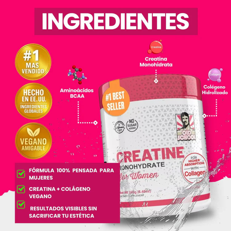 Original OldSchool Labs® Creatina Monohidratada para Mujer (240g)