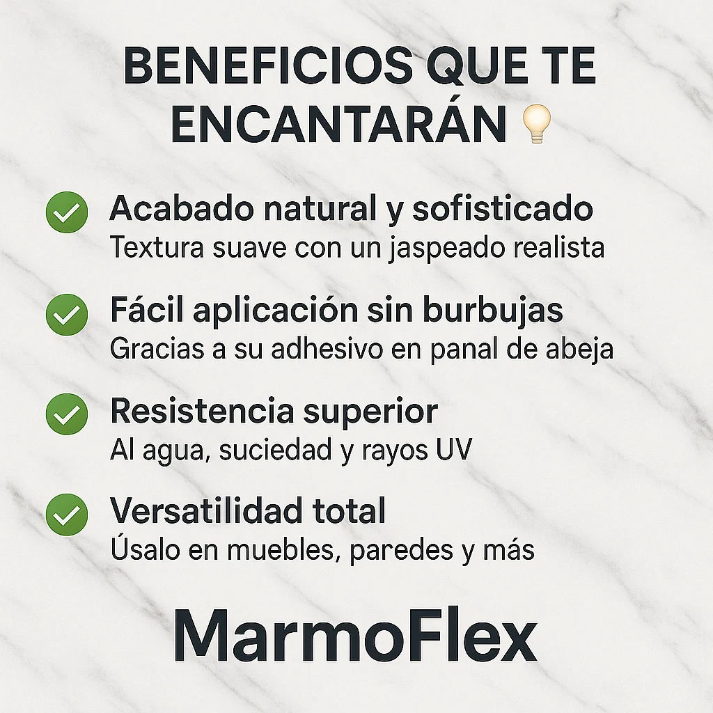 MarmoFlex™ - Adhesivo Mármol (3 Metros x 60 cm)
