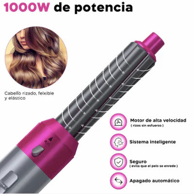 Cepillo Secador 5 en 1 | Peina, Alisa, Riza, Moldea y Seca