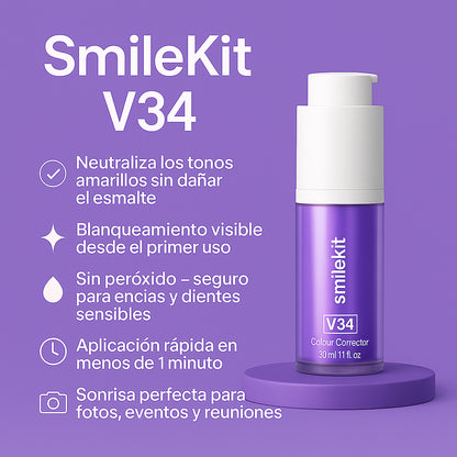 Blanqueador Dental SmileKit™ V34 - Dientes más blancos en 2 minutos
