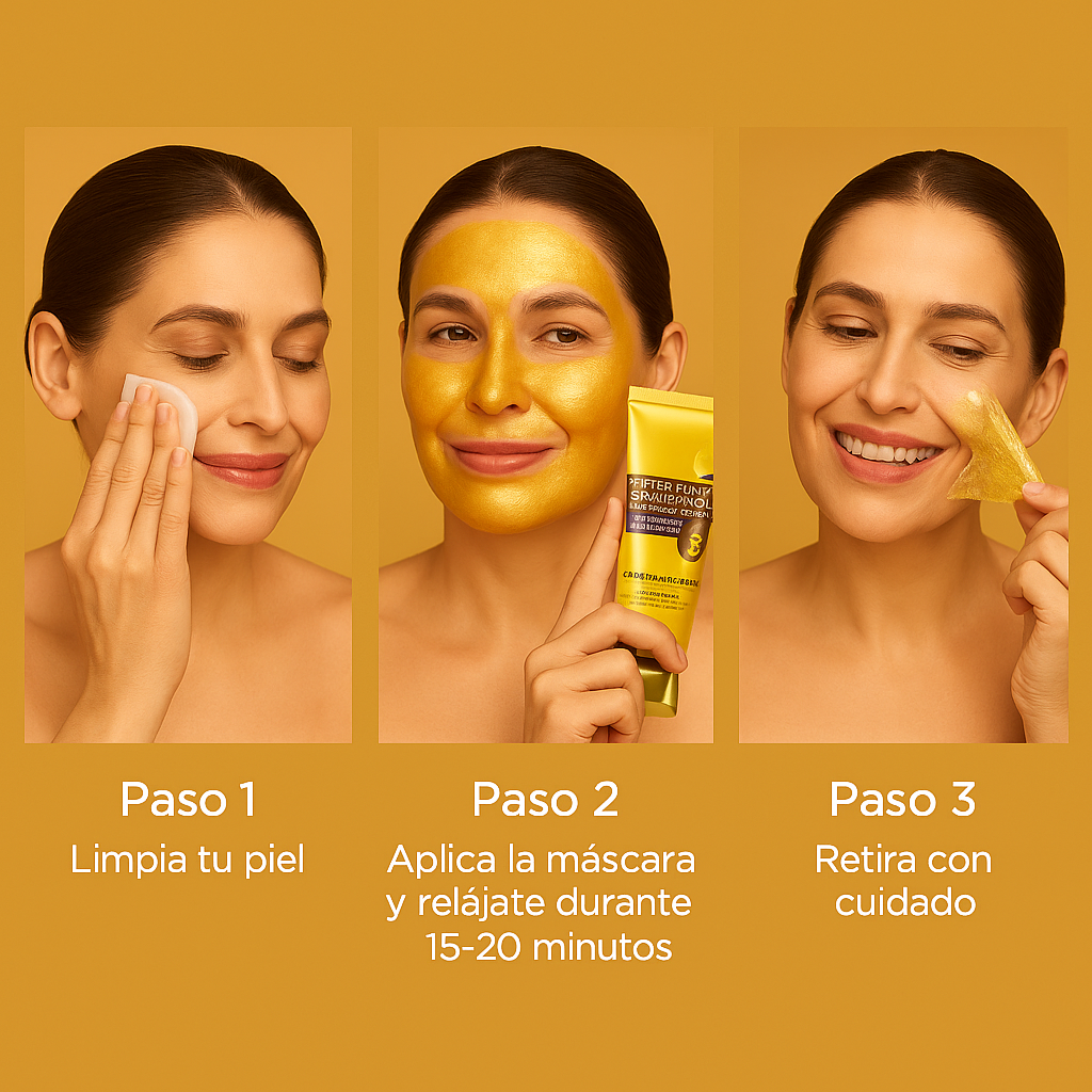 GoldenGlow™ – Mascarilla Facial Dorada con Colágeno y Retinol