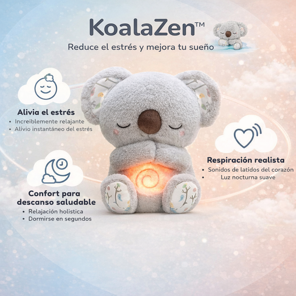 KoalaZen™ | Peluche Calmante con Respiración, Luz y Sonido