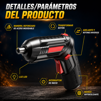 DrillMate® - Destornillador Electrico Inalambrico 47 Piezas + Maletín
