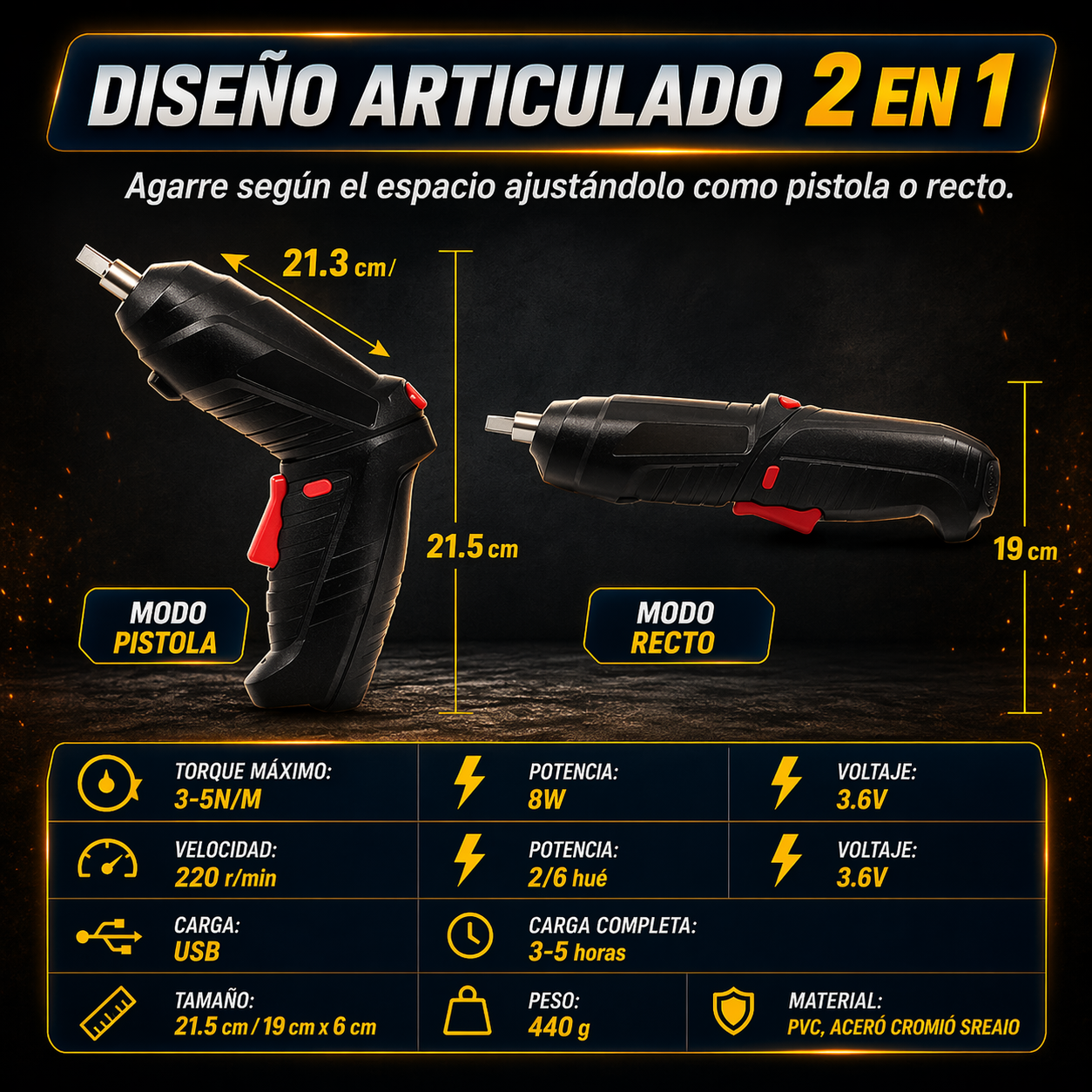 DrillMate® - Destornillador Electrico Inalambrico 47 Piezas + Maletín