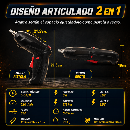 DrillMate® - Destornillador Electrico Inalambrico 47 Piezas + Maletín
