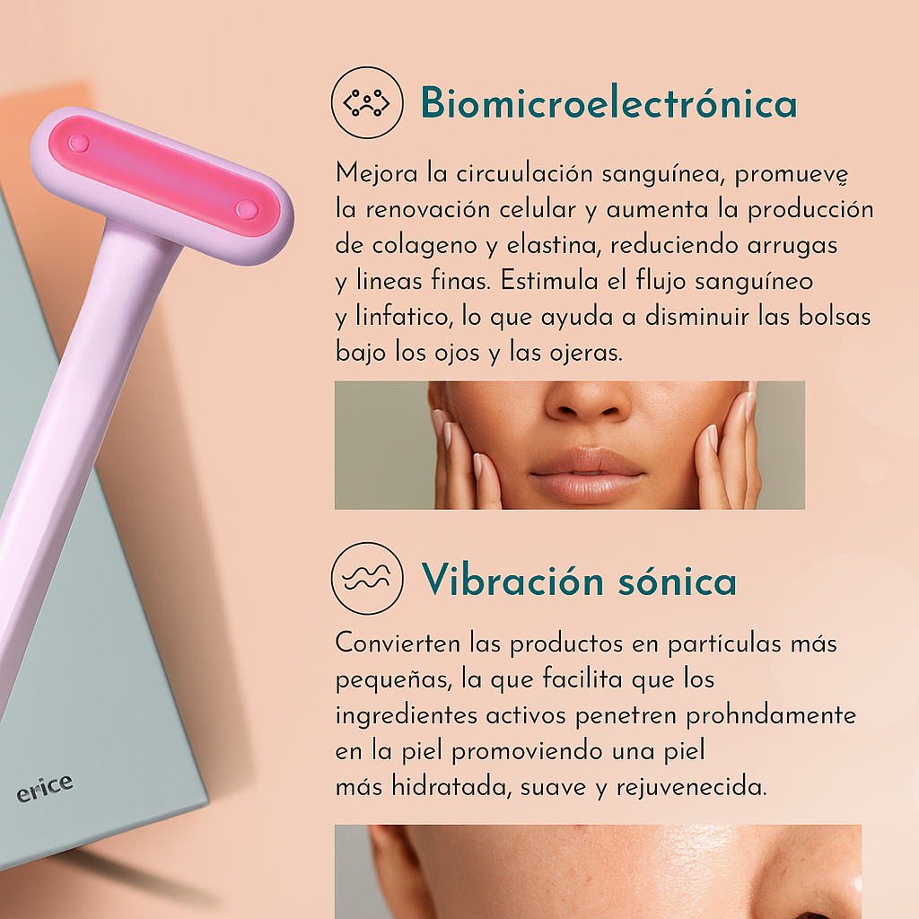 SkinGlow™ – Varita Facial con Luz Roja, Microcorriente, Calor y Masaje Vibratorio
