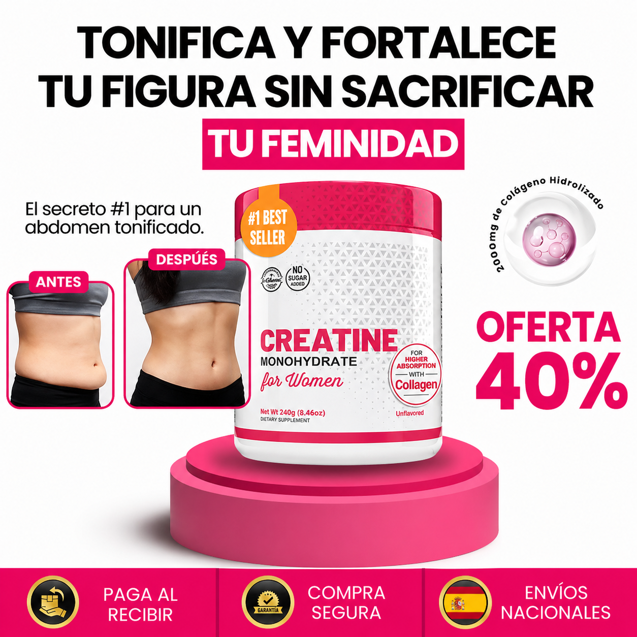 Original OldSchool Labs® Creatina Monohidratada para Mujer (240g)