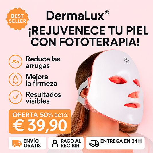 DermaLux® LED 7 en 1 | Rejuvenecimiento, Antiacné y Luminosidad Profesional en Casa