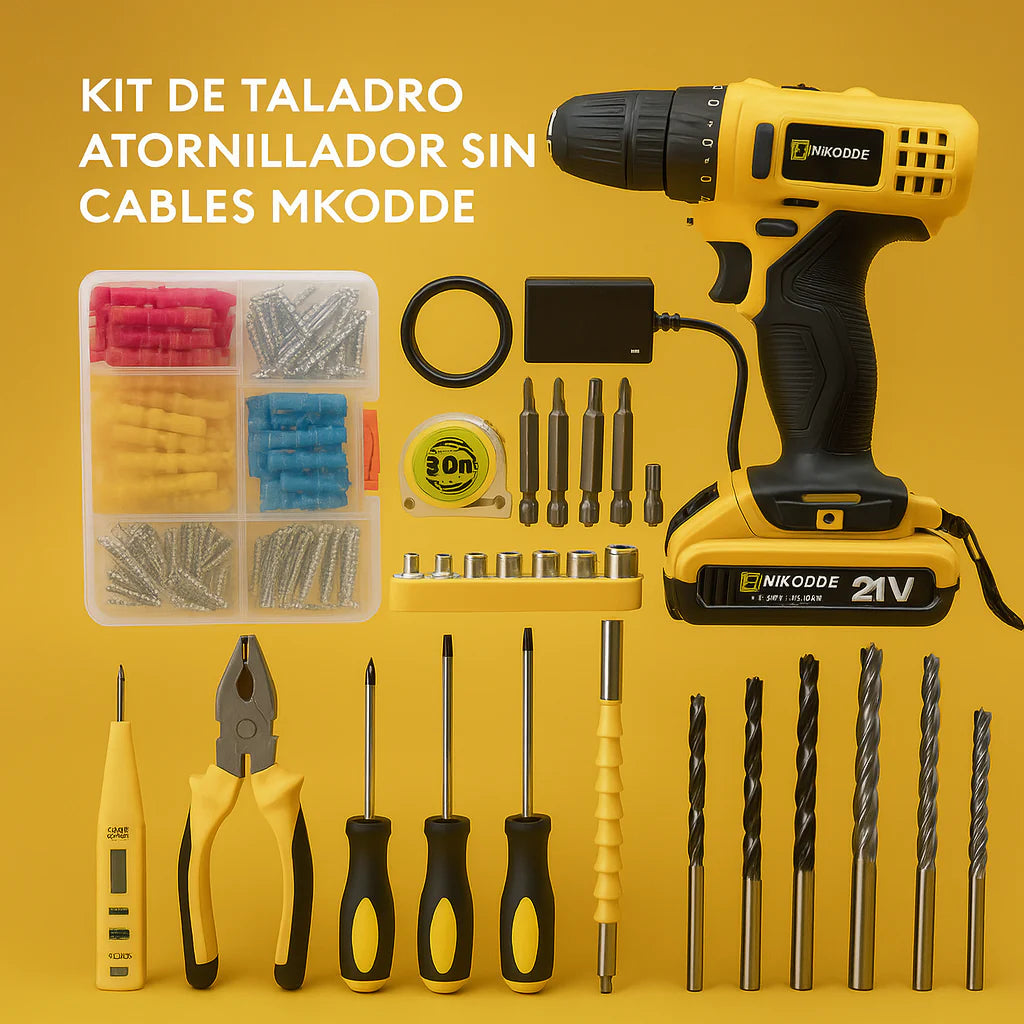 Taladro Inalámbrico 21V con 93 Piezas – Kit Completo para el Hogar