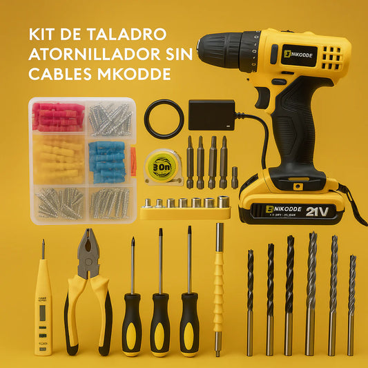 Taladro Inalámbrico 21V con 93 Piezas – Kit Completo para el Hogar