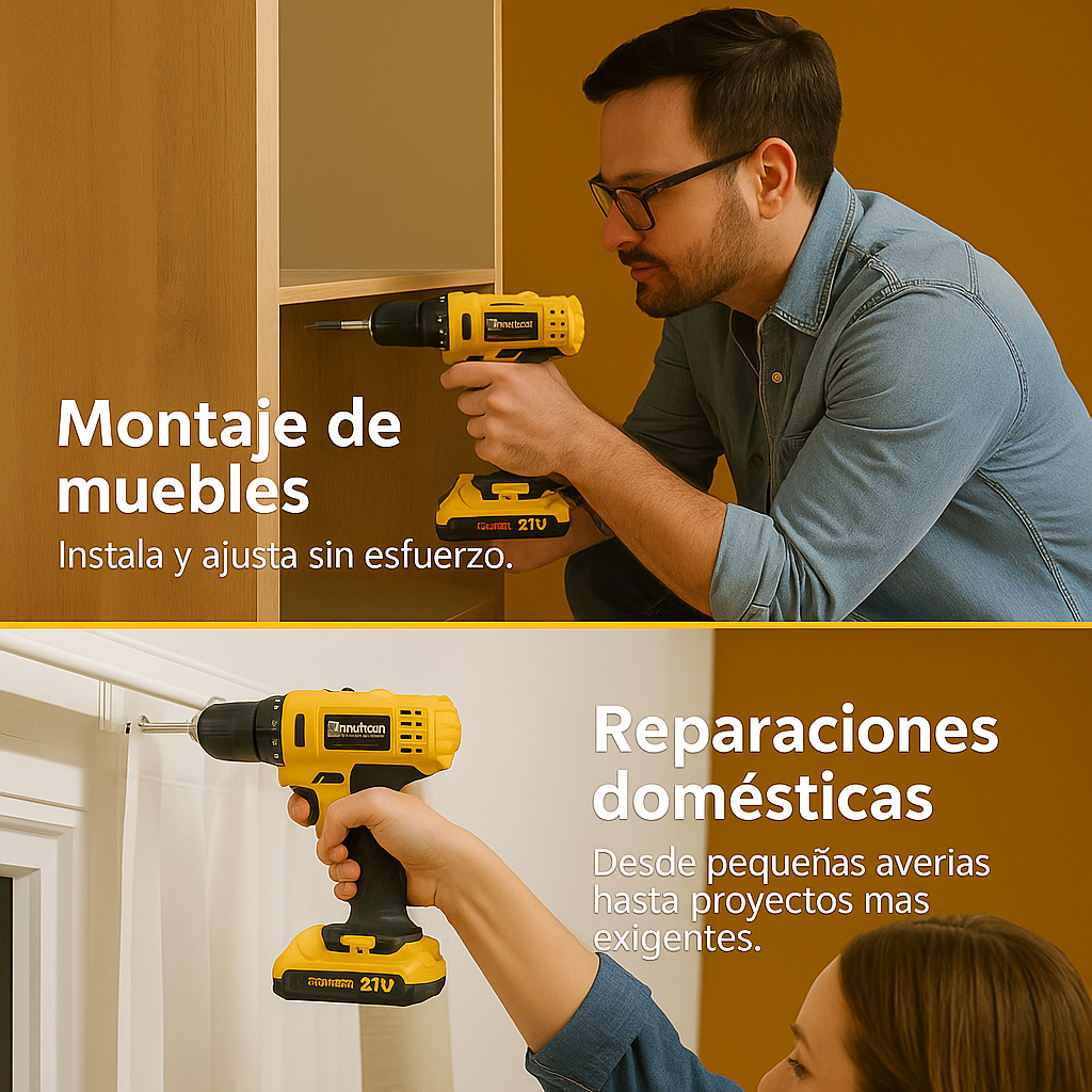 Taladro Inalámbrico 21V con 93 Piezas – Kit Completo para el Hogar