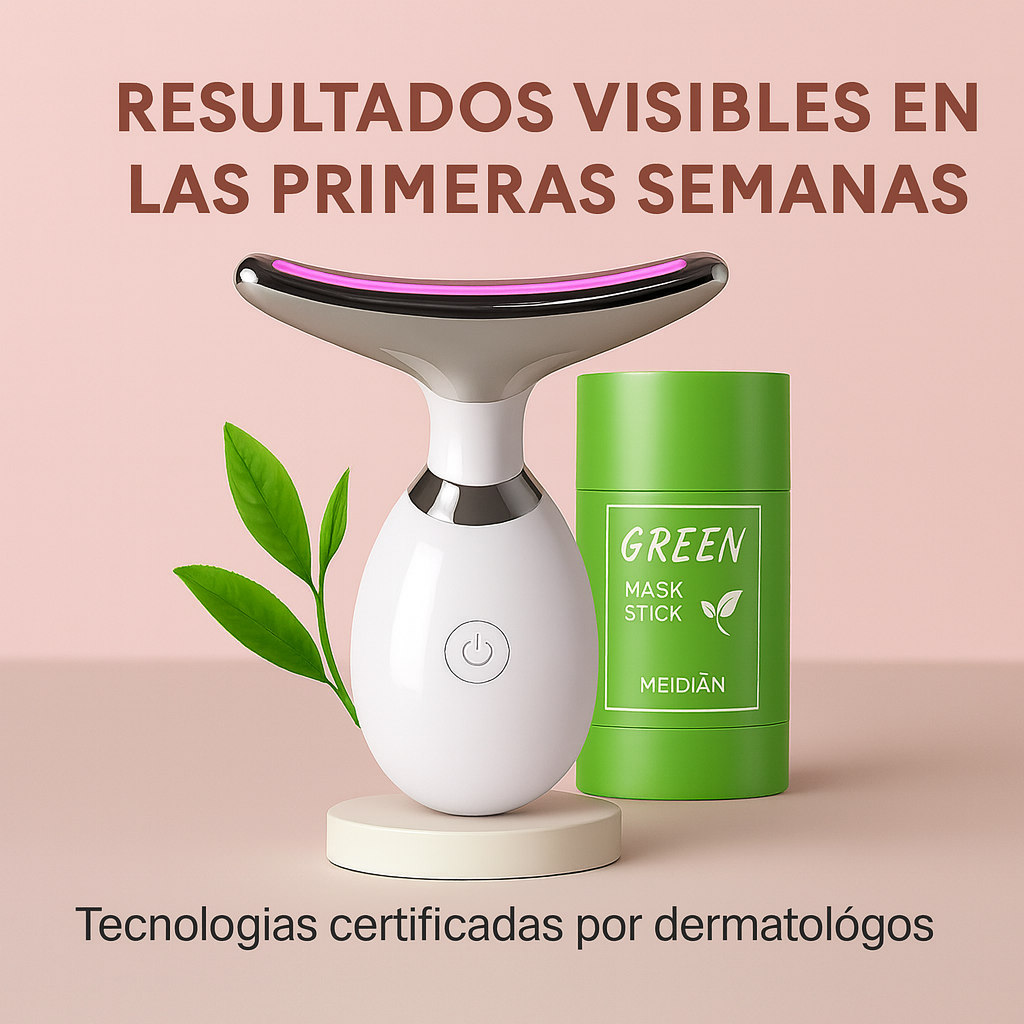 Masajeador Facial Antiarrugas SkinLift® + Mascarilla de Arcilla y Té Verde (REGALO)