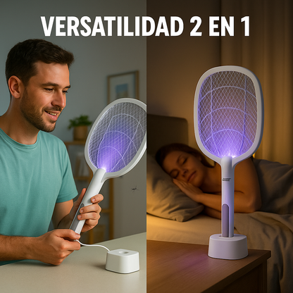 Raqueta Mata Insectos Recargable con Luz UV - 2 en 1