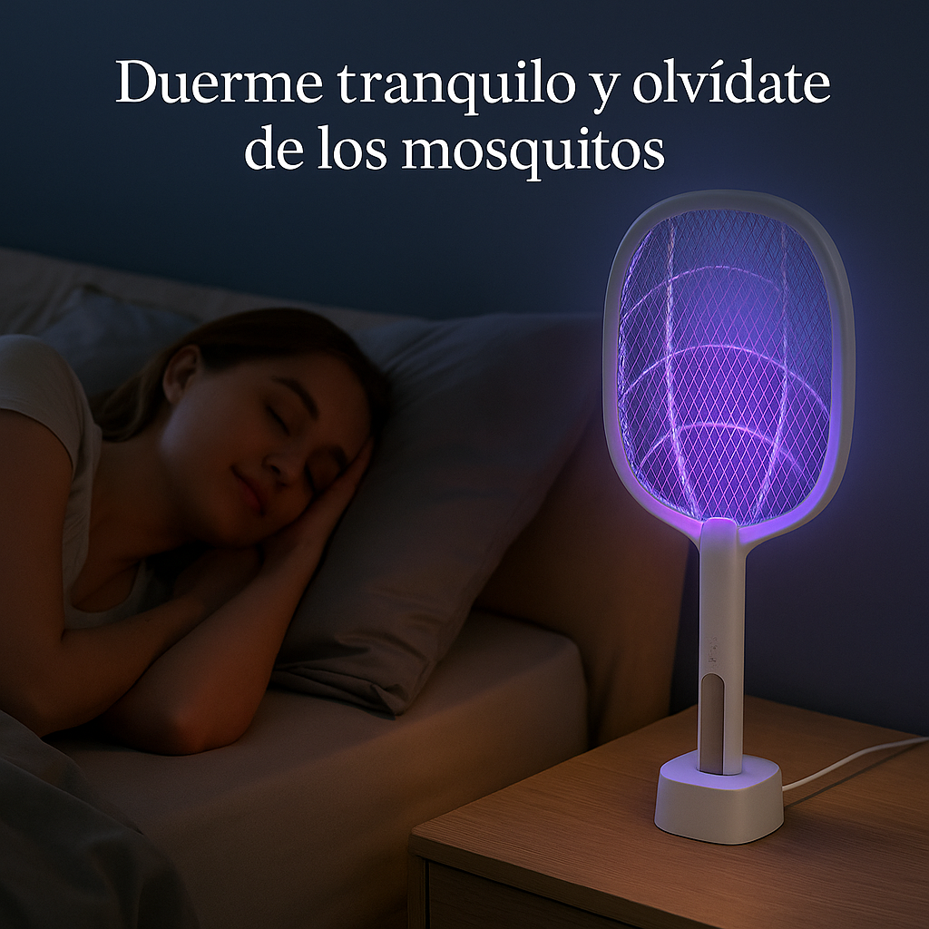 Raqueta Mata Insectos Recargable con Luz UV - 2 en 1