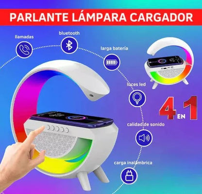 Altavoz Bluetooth G - Cargador inalámbrico + Lámpara LED + Reloj despertador