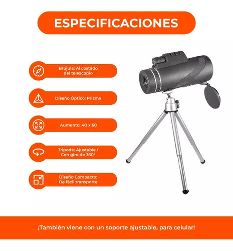 Telescopio Monocular UltraZoom™ + Soporte para Movil