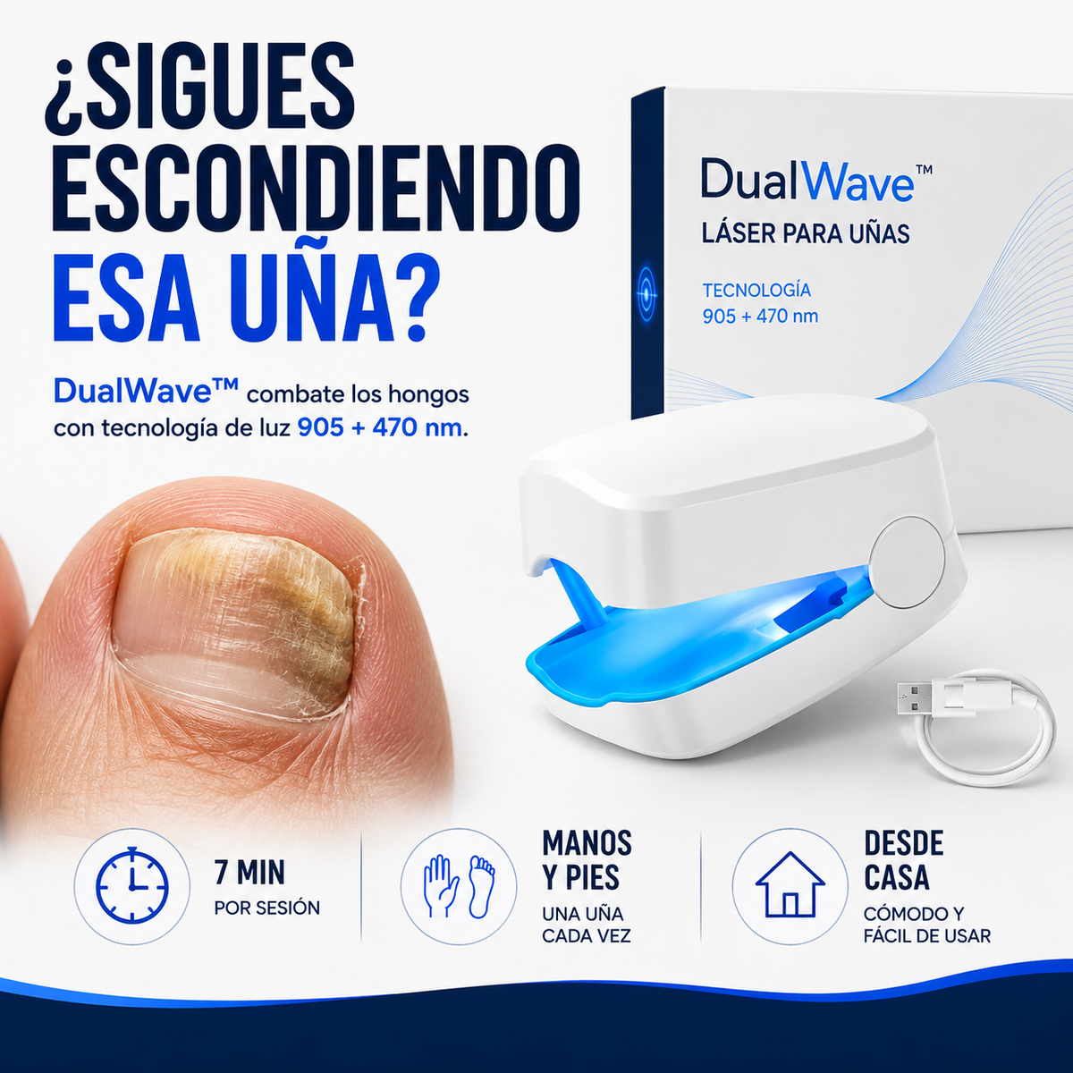 DualWave™ | Láser 905+470 nm para Hongos en las Uñas