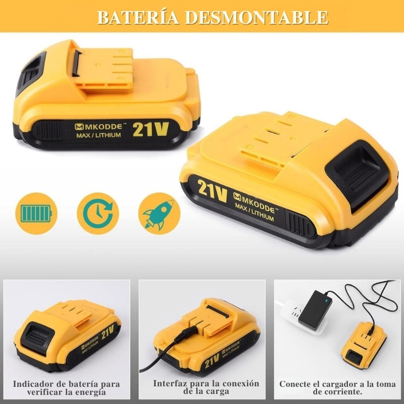Taladro Inalámbrico 21V con 93 Piezas – Kit Completo para el Hogar