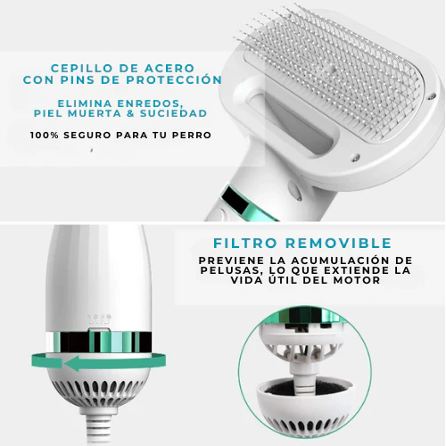 Secador-Cepillo para Mascotas 2 en 1 PetDry® | Cuidado y Secado Rápido