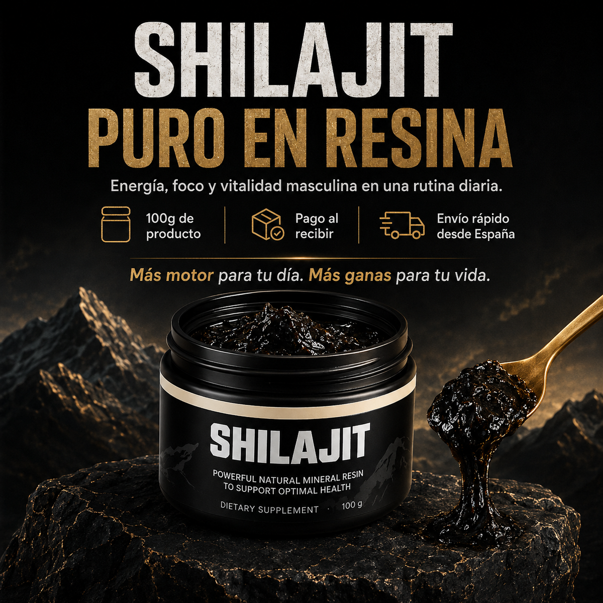 Shilajit® Puro en Resina Original - Energía, Foco y Vitalidad Masculina (100g)