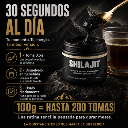 Shilajit® Puro en Resina Original - Energía, Foco y Vitalidad Masculina (100g)