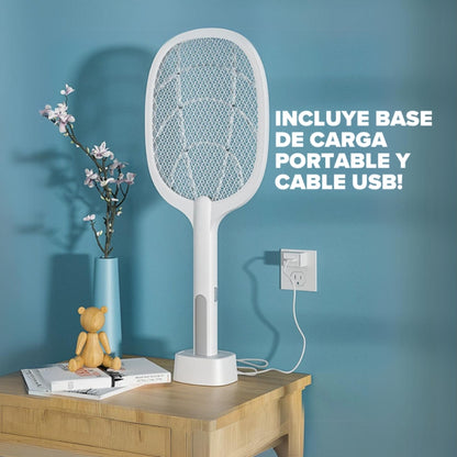 Raqueta Mata Insectos Recargable con Luz UV - 2 en 1