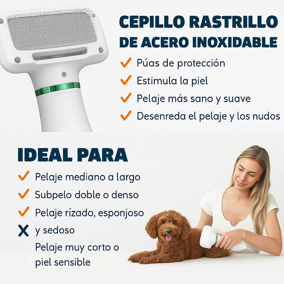 Secador-Cepillo para Mascotas 2 en 1 PetDry® | Cuidado y Secado Rápido