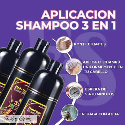 Black Hair Dye™ Champú 3 en 1: Elimina Las Canas Y Devuelve El Tono Natural