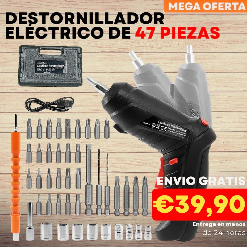 DrillMate® - Destornillador Electrico Inalambrico 47 Piezas + Maletín